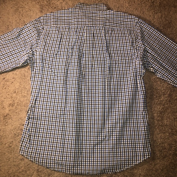Tommy Hilfiger Mens Size Medium Button Down Black Blue Work Dress Shirt - Picture 11 of 15